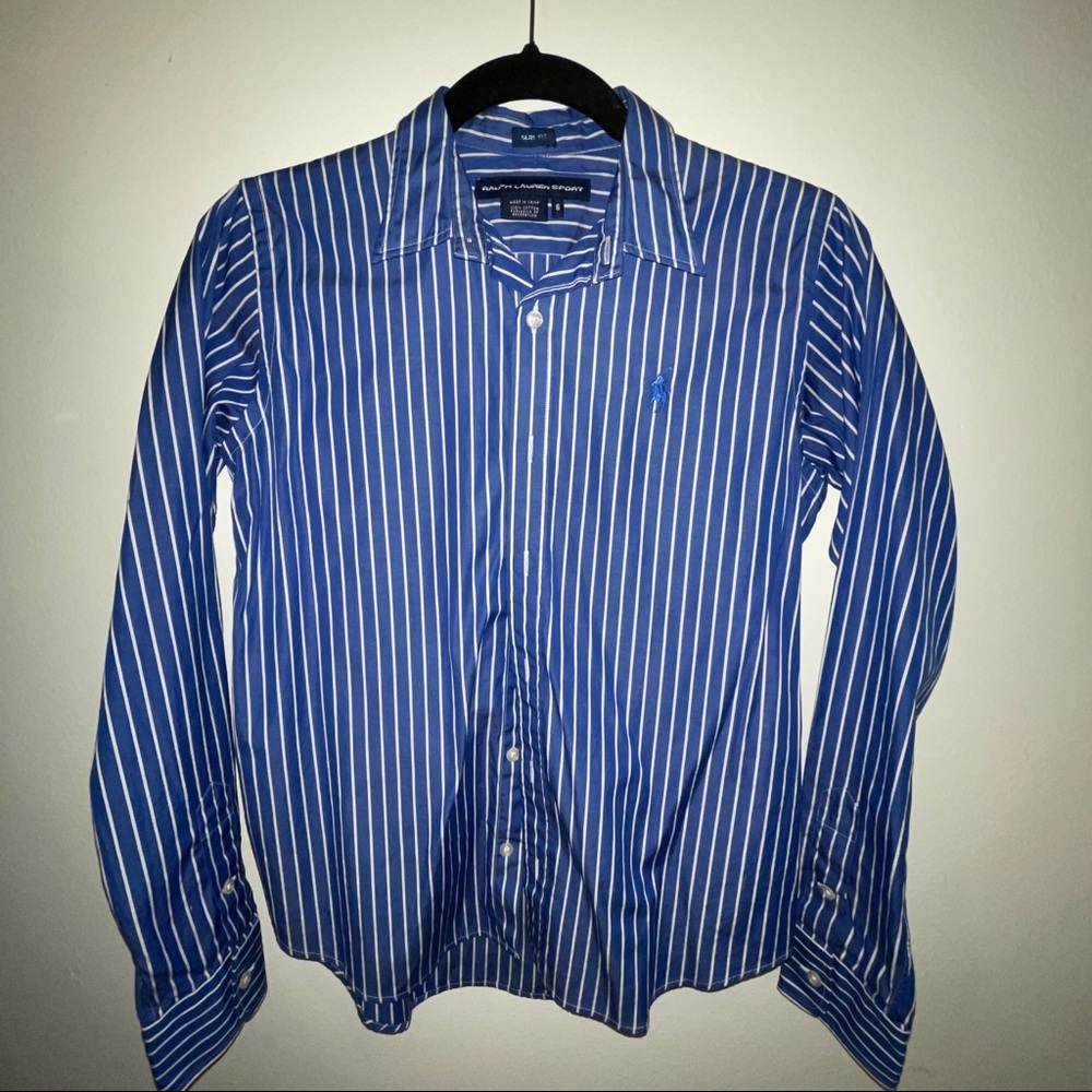 Blue/white stripe button down shirt